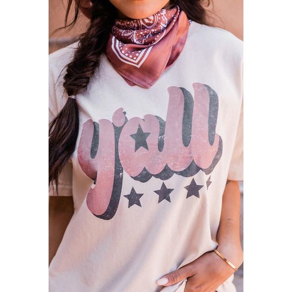 Azura Exchange  White Yall Graphic Fashion Crew Neck T Shirt - Picture 7 of 10